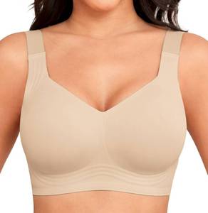 lot 97 image: Xcutting Soft Sleep Wirefree Bras for Women Full Coverage No Underwire Wireless Bras Comfortable Sports Bras for Sagging Breasts Padded Jelly Bras Plus Size (Nude,2X-Large) - Retail $19