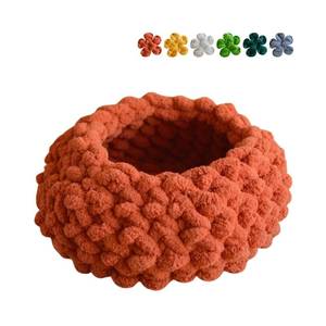 lot 103 image: Urnat Cat Nest Bed, Handwoven Washable Round Cave House for Indoor Kitten (MapleLeaf Red,Large) - Retail $40