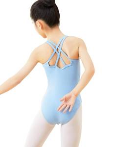 lot 110 image: DanceDaily Cotton Dance Leotard for Ballet Girls Blue Gymnastics Bodysuit for Skating Cross Camisole Ballerina Outfit - Retail $10