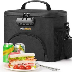 lot 111 image: SafeDelux Insulated Lunch Bag with Combination Lock - Durable, Leakproof, Soft Cooler Bag with Adjustable Shoulder Strap for Men Women