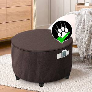 lot 115 image: SEE PHOTOS FOR COLOR H.VERSAILTEX Ottoman Cover Round Thick Linen Look Ottoman Slipcover Round Ottoman Storage Cover Folding Stool Covers Furniture Protector Cover for Footrest Ottoman Fit Dia 24 - 26, Heather Ivory