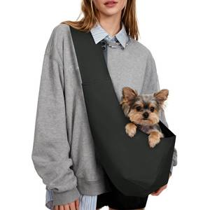 lot 120 image: YUDODO Fashion Dog Sling Carrier for Small Dogs Lightweight Crossbody Pet Bag with Safety Strap, Pocket Storage, Machine Washable, Comfortable Travel & Outdoor Sling up to 9 lbs Black - Retail $10