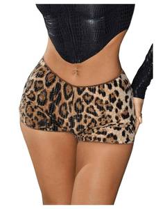 lot 125 image: SHENHE Womens Glitter Sequin Leopard Shorts Low Rise Sexy Rave Club Outfits Booty Shorts Hot Pants Brown Small - Retail $20
