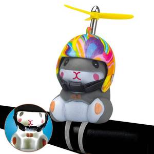 lot 133 image: wonuu Duck Bike Bell with Light and Helmet Cute Hamster Bicycle Horn, Dashboard Decoration Hamster Motorcycle Bike Bells Rubber Duck Car Dashboard Decorations (Rainbow-Hamster) - Retail $10