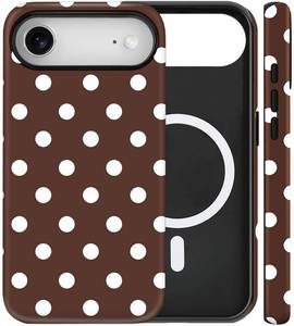 lot 137 image: flewfun Magnetic for iPhone 17 Air Case Cute Big Polka Dot Phone Case, Shockproof Slim TPU and Hard PC Protective Phone Cover Compatible with MagSafe Designed for Women Girls, Brown 01 - Retail $19