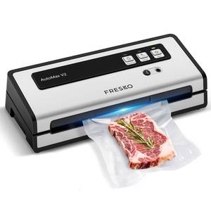lot 145 image: FRESKO Vacuum Sealer Machine with Automatic Bag Detection, 0.2-inch Widened Heating Strip, Compact Food Sealer, Easy to Use, Starter Kit - Retail $60