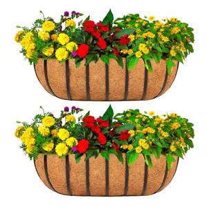 lot 150 image: GYATSOCYG 24 Inch Window Baskets with Coconut Liner Outdoor Wall Planter for Plants Long Window Flower Box for Porch Fence Patio Outdoor��2 Pack�� - Retail $37