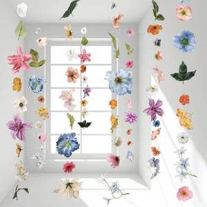 lot 154 image: Lyrow 124 Pcs DIY 3D Wildflower Greenery Leaf Hanging Spring Decor Woodland Colorful Floral Wild Flower Floating Decor DIY Wild Flower Plant Theme Birthday Wedding Party Favors Hanging Ceiling Deco - Retail $26