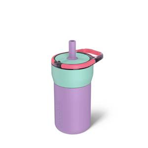 lot 155 image: Br�Mate Leap 12oz 100% Leakproof Kids Tumbler with Handle and Silicone Soft Straw  Drop Resistant Silicone Sleeve  For Kids 4  Insulated Stainless Steel  Cup Holder Friendly  12oz (Stardust) - Retail $28