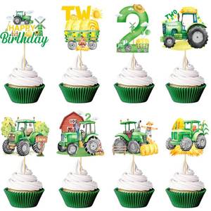 lot 157 image: 40Pcs Tractor Party Decorations Cupcake Toppers - Farmer Tractors Themed Cake Topper Decor, Happy Birthday Cupcakes Picks for Boys Girls Farmhouse 2nd Birthday Parties Decoration - Retail $8