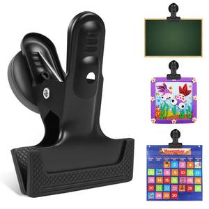 lot 158 image: Rukinovi Heavy Duty Magnetic Clips 3 Pack,Alloy Stee 1.5 Inch Opening with Anti-Scratch Pads,No Drill Needed for Whiteboard, Fridge, Garage, Workshop & Cruise Cabin Organizer - Retail $14