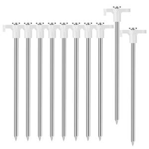 lot 896 image: JBPZNJZZ Tent Stakes Heavy Duty Camping Stakes 7 inches (About 18 cm) 10 Pieces, Rust-Proof Metal Tent Nails Ground Stakes Camping Essentials, Tent Camping Accessories (White) - Retail $7
