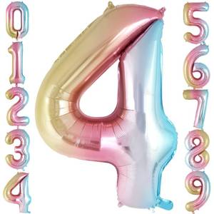 lot 897 image: Rainbow Gradient Number 4 Balloon, 40 Inch Big Large Foil Number Balloons, Jumbo Mylar Number 4 Balloons for 4 Year Old Birthday Party Decorations Supplies Anniversary Celebration - Retail $6
