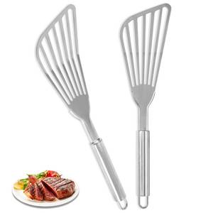 lot 901 image: 2Pack Fish Spatula Stainless Steel,Premium Fish Turner Spatula,Flexible Barbecue Turner,Metal Slotted Spatula For Flipping Fish Egg Patties Fries Pancake Steak by EGYPAMID - Retail $7
