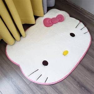 lot 902 image: SOFPRO Area Rugs Kawaii Carpet Super Soft Area Rugs Cute Cartoon Kitten Face Pattern Bedroom Mats��Luxury Shaggy High Absorbent and Anti Slip - Retail $30