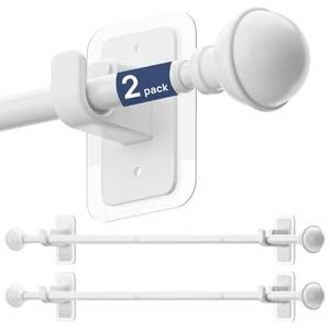 lot 925 image: ENJOYBASICS 2 Pack No Drill Curtain Rods for Window 28 to 48 Inches, 58 Inch Diameter Renter Friendly Drapery Rod with Adhesive Brackets Without Drilling, Adjustable from 27 to 52 Inches, White - Retail $18