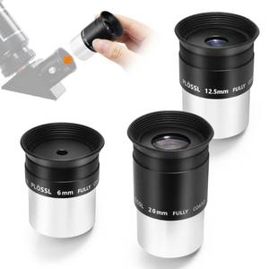 lot 933 image: Astromania Telescope Eyepiece Set 1.25 Inch, Plossl Eyepiece Kit Includes 6mm 12.5mm 20mm Telescope Lense 4-Element Fully Multi-Coated & Filter Thread, Telescope Accessory Kit for Astronomy Telescopes - Retail $36