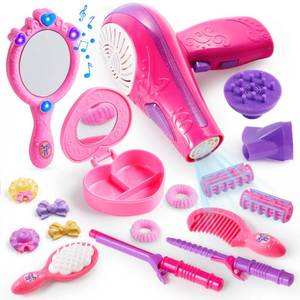 lot 939 image: JOYIN 17Pcs Girls Beauty Salon Set, Pretend Role Play Doll Hair Stylist Toy Kit with Hairdryer, Mirror, Curling Iron Accessories, Hair Salon Toys for Girls Easter Basket Stuffers Birthday Gift - Retail $1,609