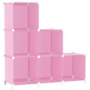 lot 944 image: AWTATOS Cube Storage Organizer Protable Closet Organizers and Storage for Kids DIY Stackable 6 Cubes Storage Shelves Clothes Organizer for Bedroom, Home, Pink - Retail $27