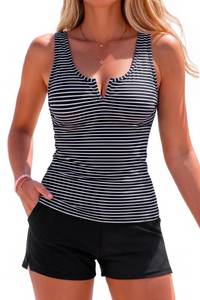 lot 948 image: Talisea Tankini Two Piece with Shorts - Womens Tummy Control Swimsuit with Pockets Bathing Suit with V-Wire Boy Shorts L - Retail $39