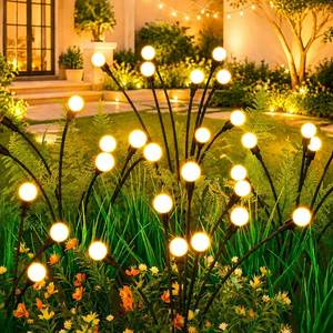 lot 952 image: ASMAD Solar Lights Outdoor(2 Pack-16 LEDs), Solar Garden Lights, Outdoor Decorations, Firefly Light for Patio Decor, Big Bulb, Unique Gifts for Women, Gifts for Grandma Pre Owned  - Retail $13