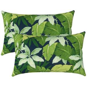 lot 953 image: LVTXIII OutdoorIndoor Lumbar Pillow Covers ONLY, Decorative Patio Lumbar Cushion Covers, Fluffy Water Repellent Cushion Cases for Home Patio, 12x20 Inch, Pack of 2, Jungle Leaves - Retail $9