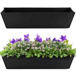 lot 955 image: Adnee 2 Pcs 30 Inch Fabric Plant Window Box Liners-Rectangular Non-Woven Planter Basket Liner-Black Felt Flower Hanging Basket for Outdoor Garden Wall Hanging Planter Flower Vegetables - Retail $19