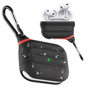 lot 956 image: for AirPods Pro 3 Case Silicone - Waterproof, Shockproof, Drop Protection, Wireless Charging Supported, One-Piece Folding Design with Carabiner for AirPods Pro 3rd Gen (2025) - Black - Retail $25