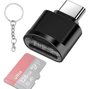 lot 965 image: leizhan Type C Micro SD Card Reader with Keychain, USB C to Micro SD SDHC SDXC OTG Memory Reader, Type-C Card Reader Adapter Compatible for MacBook Windows Lixus Samsung Galaxy - Black - Retail $7