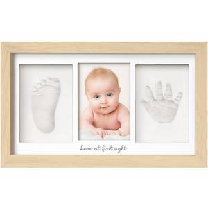 lot 966 image: KeaBabies Baby Hand and Footprint Kit - Clay Handprint Keepsake Frame, Newborn Nursery Picture Frame, Personalized New Mom Gifts for Baby First Christmas Shower (Ash Wood) - Retail $20