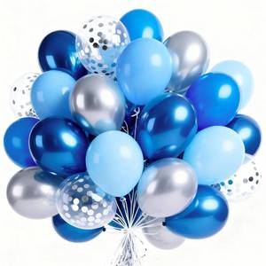 lot 981 image: PartyWoo Blue and Silver Balloons 66pcs 12 Inch Light Pastel Baby Metallic Pearl Blue Metallic Chrome Silver Confetti Balloons for Gender Reveal Wedding Baby Shower Birthday Party Decorations - Retail $8