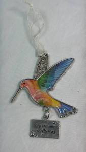 lot 48 image: Hummingbird Ornament with Stop and Smell the Flowers Charm