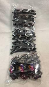 lot 106 image: Hair Clips - Sparkling Crystal Stone Beaded Assorted Styles - 3 Packs of 4 Clips, 12 Clips Total