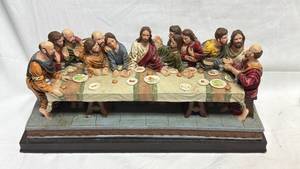 lot 132 image: Last Supper Figurine Sculpture with Dining Table Base