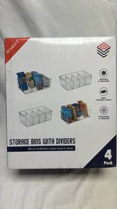 lot 148 image: ClearSpace Storage Bins with Dividers 10.5x6x3.5 4-Pack