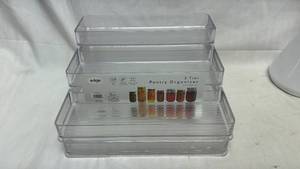 lot 157 image: Edge 3 Tier Pantry Organizer 10.4 x 9.25 x 4 inches - Lot of 2