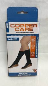 lot 158 image: Copper Care Compression Socks For Feet Adult 1 Size Fits Most
