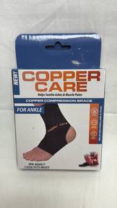 lot 163 image: Copper Care Copper Compression Brace For Ankle 1 Pack Adult