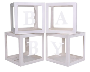 lot 174 image: Geyee 8-Piece Clear Baby Shower Boxes with Letter Inserts X0036HG91