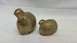 lot 179 image: Pair of Bird-Shaped Brass Figurines with Open Bases
