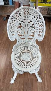 lot 197 image: Ornamental Metal Chair with Pierced Back and Seat
