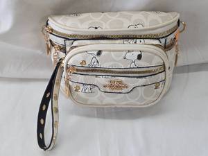 lot 68 image: Beautiful brand new Snoopy themed Crossbody Bag with Shoulder Strap and matching coin bag