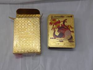 lot 83 image: Brand new set of Pokemon gold foil collectible cards, 55 pack. Opened box to see contents.