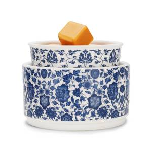 lot 1569 image: NAFANG Blue & White Porcelain Pattern Wax Melt Warmer,Ceramic 3-in-1 Electric Candle Wax Warmer for Scented Wax Melter Oil Burner for Home Office Bedroom Gift & Decor (with KD Iron Shelf) - Retail $19