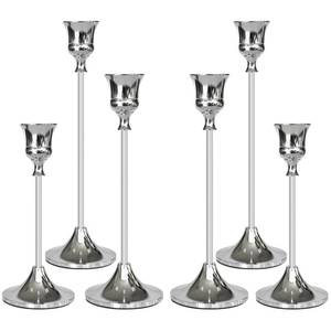 lot 1576 image: Showin Candlestick Holders Silver, 3 Packs Taper Candle Holder for Candlesticks, Candle Sticks Holder Decor for Home Decor - Retail $26
