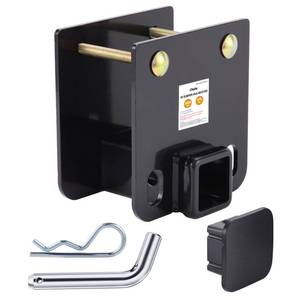 lot 1580 image: Ohuhu RV Bumper Hitch 2 Receiver Adapter with Hitch Pin & Hitch Cover, Openning 3500 LBS Capacity Fits 4 x 4 Bumper Trailer Towing Cargo Carrier Bike Racks - Retail $45