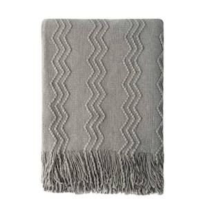 lot 1585 image: BOURINA Throw Blanket Textured Solid Soft Sofa Throw Couch Cover Knitted Decorative Blanket, 60 inch x 80 inch Dark Grey - Retail $30