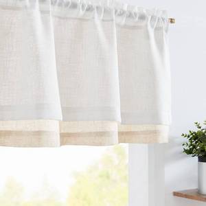 lot 1619 image: jinchan Linen Valance for Farmhouse Living Room Windows 16 Inch Slubbed Crossed Double Layer Window Valance Light Filtering Rustic Country Overlay Rod Pocket 1 Panel White - Retail $22
