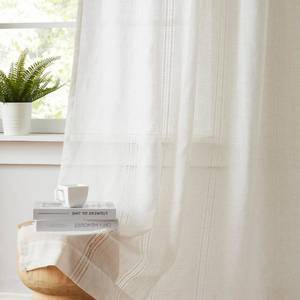 lot 1620 image: Kayne Studio Natural Boho Semi Sheer Pinch Pleated Curtains,Light Filtering Farmhouse Window Curtains for Living Room,84 inches Pinch Pleat Drapes with 18 Hooks 36Wx84L,Linen Blended,2 Panels,Beige - Retail $36