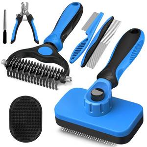 lot 1628 image: Augwind 7 in 1 Pet Grooming Kit - Premium Pet Supplies (Blue) - Retail $3